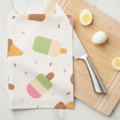 Ice Cream Pattern, Ice Cream Cone, Ice Popsicle Theedoek (Quarter Fold)
