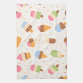 Ice Cream Pattern, Ice Cream Cone, Ice Popsicle Theedoek (Verticaal)