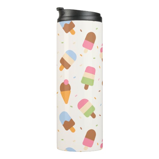 Ice Cream Pattern, Ice Cream Cone, Ice Popsicle Thermosbeker (Geroteerd rechts)