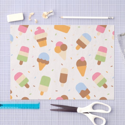 Ice Cream Pattern, Ice Cream Cone, Ice Popsicle Tissuepapier (Craft)