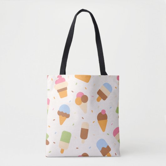 Ice Cream Pattern, Ice Cream Cone, Ice Popsicle Tote Bag (Voorkant)