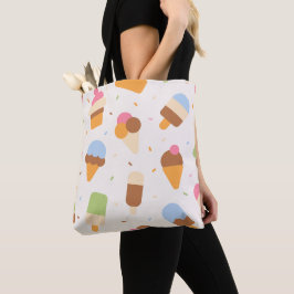 Ice Cream Pattern, Ice Cream Cone, Ice Popsicle Tote Bag