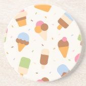 Ice Cream Pattern, Ice Cream Cone, Ice Popsicle Zandsteen Onderzetter (Voorkant)