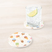 Ice Cream Pattern, Ice Cream Cone, Ice Popsicle Zandsteen Onderzetter (Zijkant)