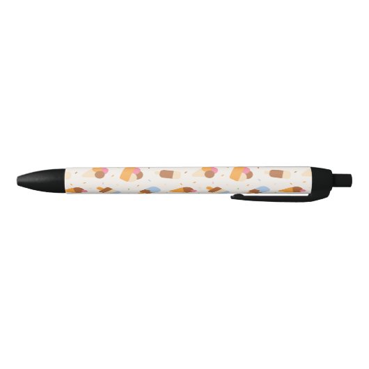 Ice Cream Pattern, Ice Cream Cone, Ice Popsicle Zwarte Inkt Pen (Bodem)