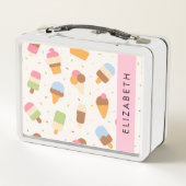 Ice Cream Pattern, Ice Cream Cone, Jouw naam (Achterkant)