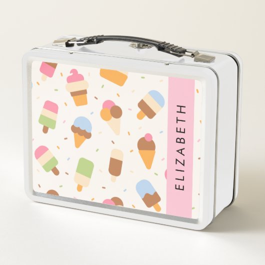 Ice Cream Pattern, Ice Cream Cone, Jouw naam (Achterkant)