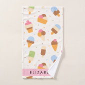 Ice Cream Pattern, Ice Cream Cone, Jouw naam Bad Handdoek (Handdoek)