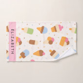 Ice Cream Pattern, Ice Cream Cone, Jouw naam Bad Handdoek (Handdoek)