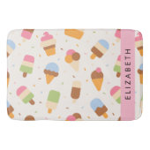 Ice Cream Pattern, Ice Cream Cone, Jouw naam Badmat (Voorkant)
