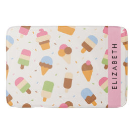 Ice Cream Pattern, Ice Cream Cone, Jouw naam Badmat