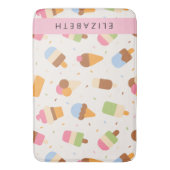 Ice Cream Pattern, Ice Cream Cone, Jouw naam Badmat (Voorkant Verticaal)