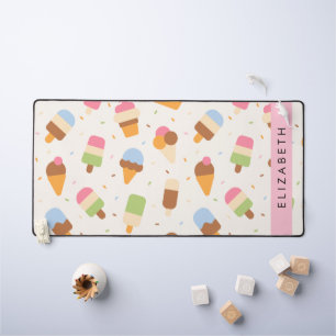 Ice Cream Pattern, Ice Cream Cone, Jouw naam Bureaumat