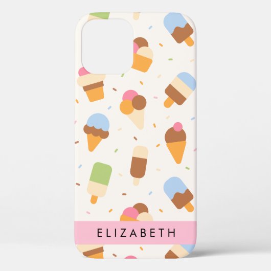 Ice Cream Pattern, Ice Cream Cone, Jouw naam Case-Mate iPhone Case (Achterkant)