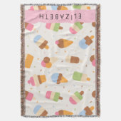 Ice Cream Pattern, Ice Cream Cone, Jouw naam Deken (Voorkant Verticaal)