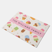 Ice Cream Pattern, Ice Cream Cone, Jouw naam Deurmat (Schuin)