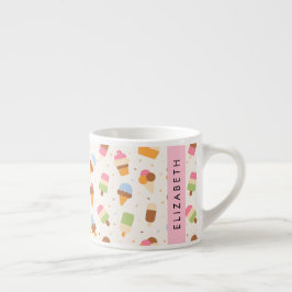 Ice Cream Pattern, Ice Cream Cone, Jouw naam Espresso Kop