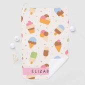 Ice Cream Pattern, Ice Cream Cone, Jouw naam Golfhanddoek (Insitu)