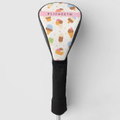 Ice Cream Pattern, Ice Cream Cone, Jouw naam Golfheadcover (Voorkant)