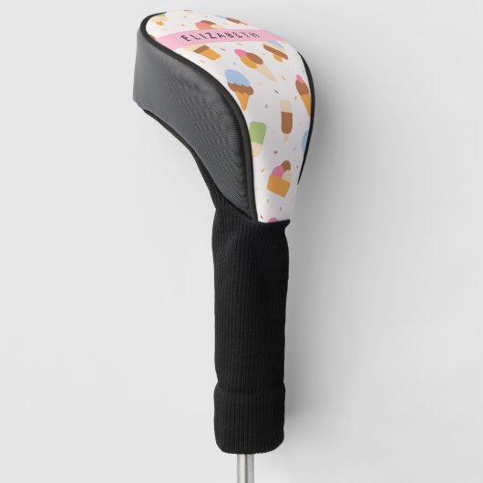 Ice Cream Pattern, Ice Cream Cone, Jouw naam Golfheadcover (Schuin)