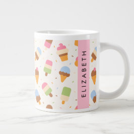 Ice Cream Pattern, Ice Cream Cone, Jouw naam Grote Koffiekop