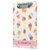 Ice Cream Pattern, Ice Cream Cone, Jouw naam Klembord (Links)