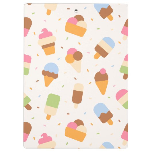Ice Cream Pattern, Ice Cream Cone, Jouw naam Klembord (Achterkant)