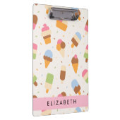 Ice Cream Pattern, Ice Cream Cone, Jouw naam Klembord (Rechts)