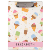 Ice Cream Pattern, Ice Cream Cone, Jouw naam Klembord (Voorkant)