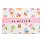 Ice Cream Pattern, Ice Cream Cone, Jouw naam Kussensloop (Voorkant)