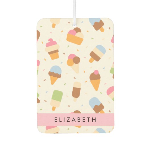 Ice Cream Pattern, Ice Cream Cone, Jouw naam Luchtverfrisser (Voorkant)