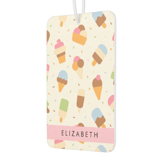 Ice Cream Pattern, Ice Cream Cone, Jouw naam Luchtverfrisser (Links)