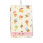 Ice Cream Pattern, Ice Cream Cone, Jouw naam Luchtverfrisser (Achterkant)