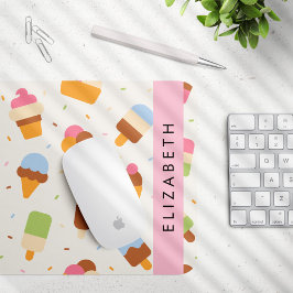 Ice Cream Pattern, Ice Cream Cone, Jouw naam Muismat