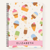Ice Cream Pattern, Ice Cream Cone, Jouw naam Notitieboek (Voorkant)