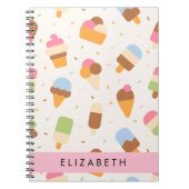 Ice Cream Pattern, Ice Cream Cone, Jouw naam Notitieboek (Voorkant)