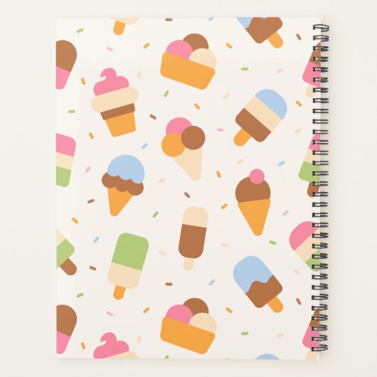 Ice Cream Pattern, Ice Cream Cone, Jouw naam Planner (Achterkant)