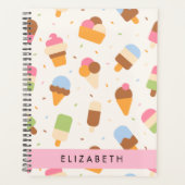 Ice Cream Pattern, Ice Cream Cone, Jouw naam Planner (Voorkant)