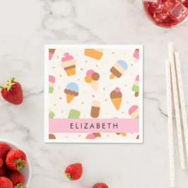 Ice Cream Pattern, Ice Cream Cone, Jouw naam Servet