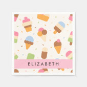 Ice Cream Pattern, Ice Cream Cone, Jouw naam Servet (Voorkant)