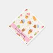 Ice Cream Pattern, Ice Cream Cone, Jouw naam Servet (Hoek)