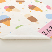 Ice Cream Pattern, Ice Cream Cone, Jouw naam Sherpa Deken (3/4)