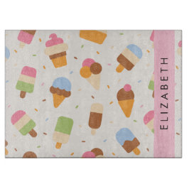 Ice Cream Pattern, Ice Cream Cone, Jouw naam Snijplank