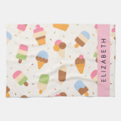 Ice Cream Pattern, Ice Cream Cone, Jouw naam Theedoek (Horizontaal)