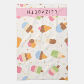 Ice Cream Pattern, Ice Cream Cone, Jouw naam Theedoek (Verticaal)