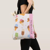 Ice Cream Pattern, Ice Cream Cone, Jouw naam Tote Bag (Dichtbij)