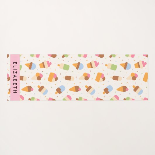 Ice Cream Pattern, Ice Cream Cone, Jouw naam Yogamat (Achterkant (horizontaal))