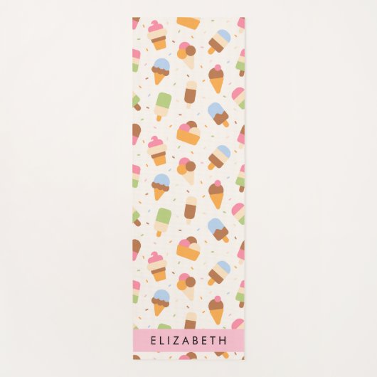 Ice Cream Pattern, Ice Cream Cone, Jouw naam Yogamat (Voorkant)