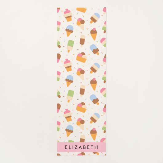 Ice Cream Pattern, Ice Cream Cone, Jouw naam Yogamat (Achterkant)