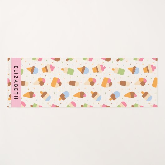 Ice Cream Pattern, Ice Cream Cone, Jouw naam Yogamat (Voorkant (horizontaal))